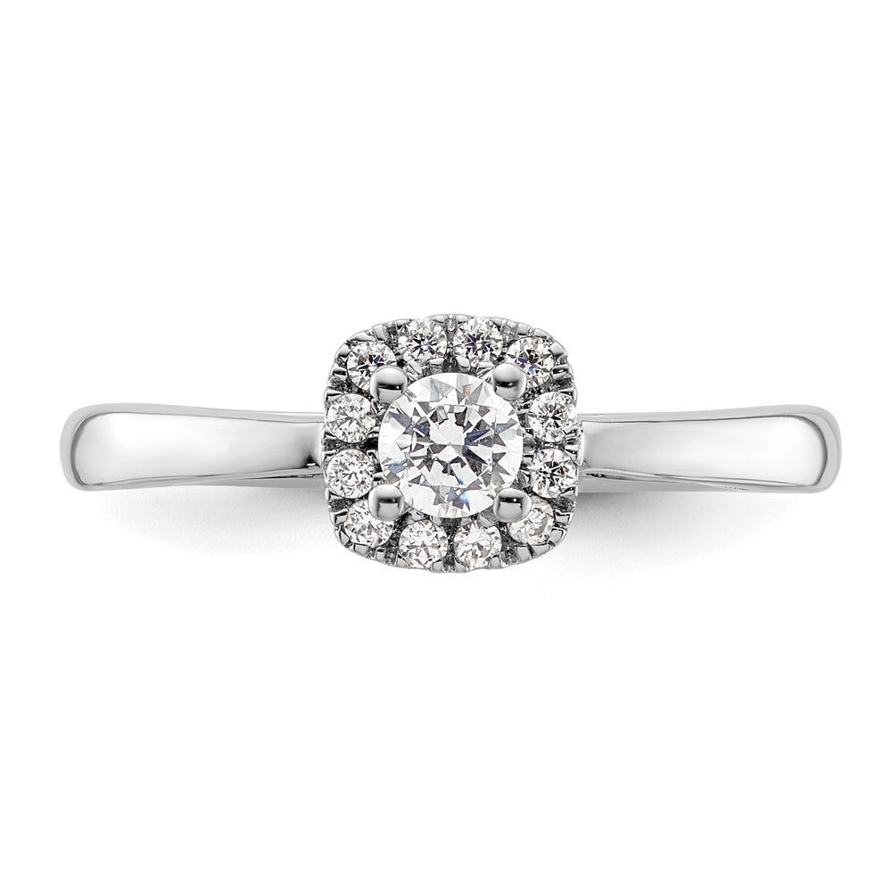 14k White Gold Round Halo Simulated Diamond Engagement Ring