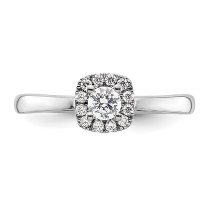 14k White Gold Round Halo Simulated Diamond Engagement Ring