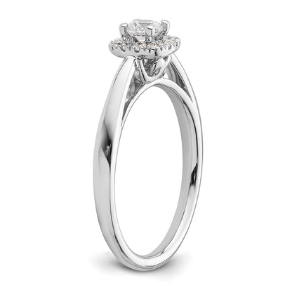 14k White Gold Round Halo Simulated Diamond Engagement Ring