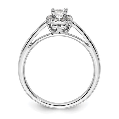 14kWhite Gold Round Halo Simulated Diamond Engagement Ring