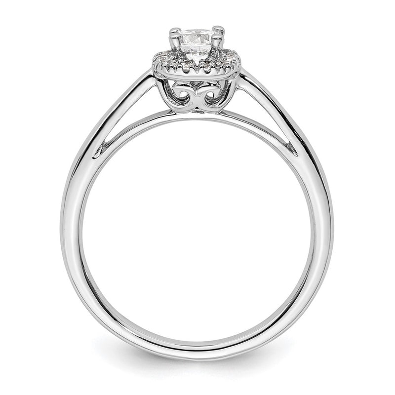 14kWhite Gold Round Halo Simulated Diamond Engagement Ring