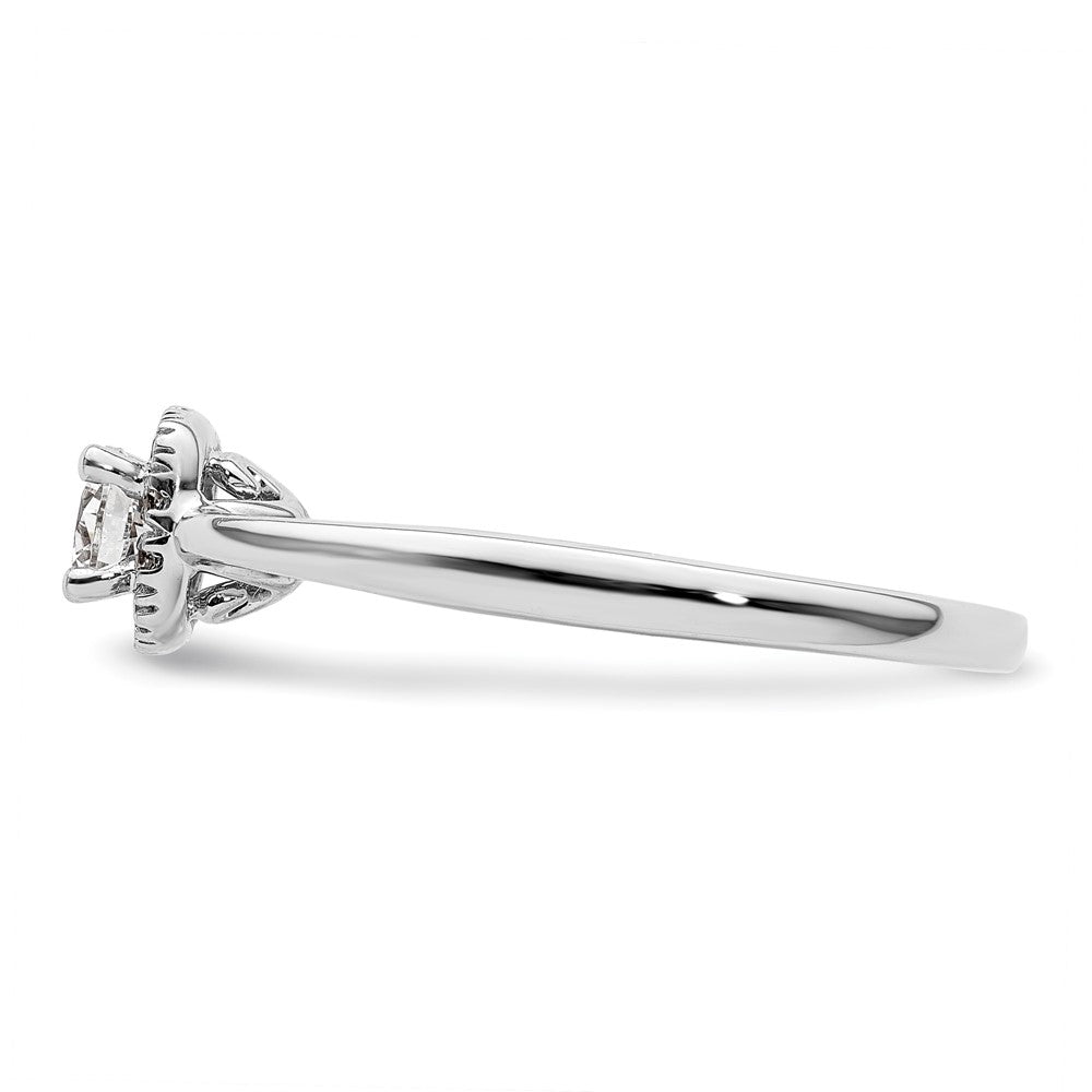 14kWhite Gold Round Halo Simulated Diamond Engagement Ring