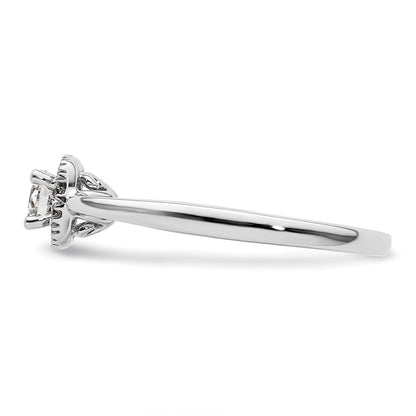 14kWhite Gold Round Halo Simulated Diamond Engagement Ring