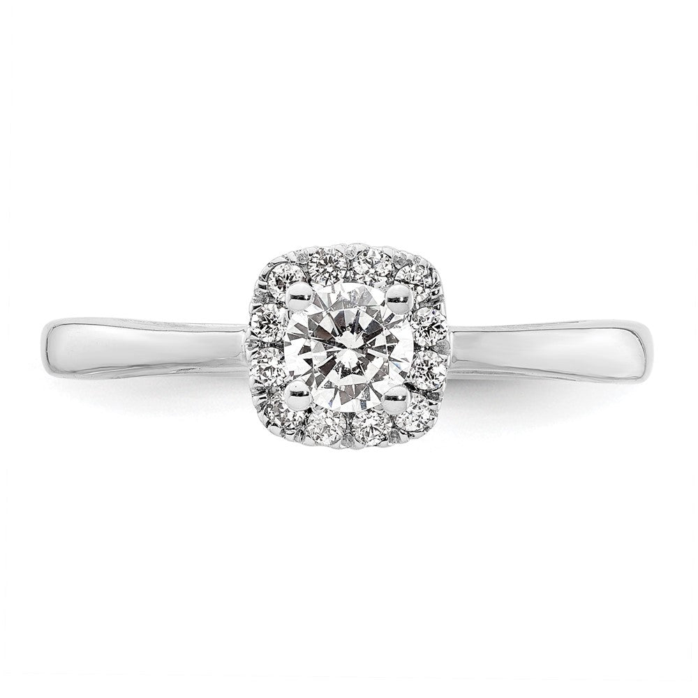 14kWhite Gold Round Halo Simulated Diamond Engagement Ring