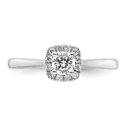 14kWhite Gold Round Halo Simulated Diamond Engagement Ring