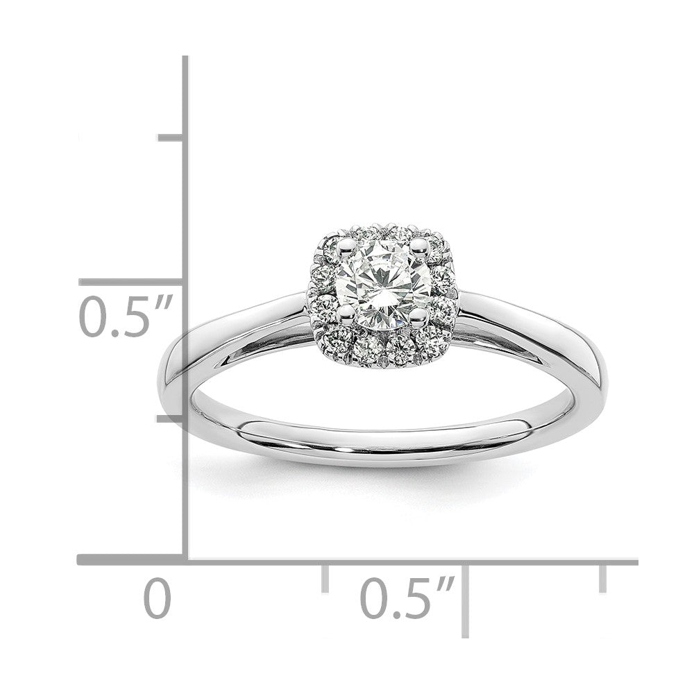 14kWhite Gold Round Halo Simulated Diamond Engagement Ring