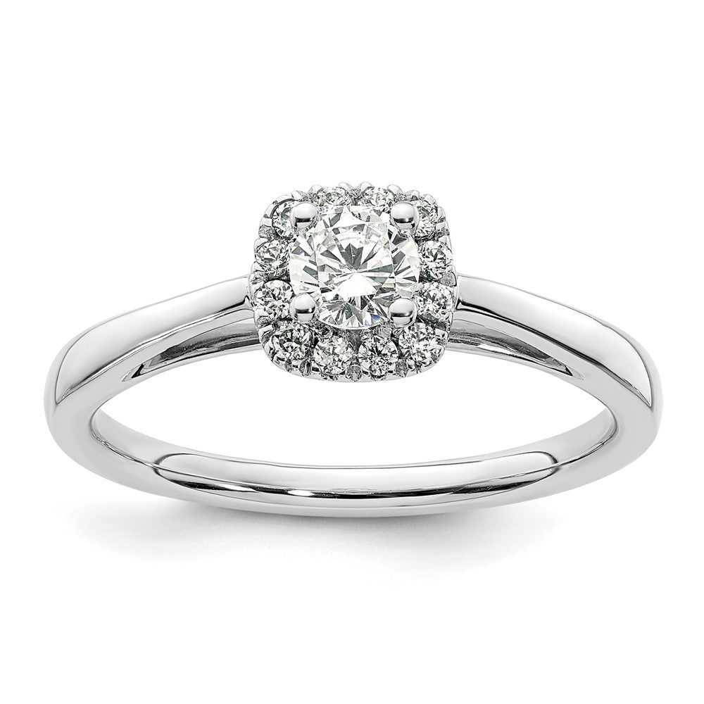 14kWhite Gold Round Halo Simulated Diamond Engagement Ring