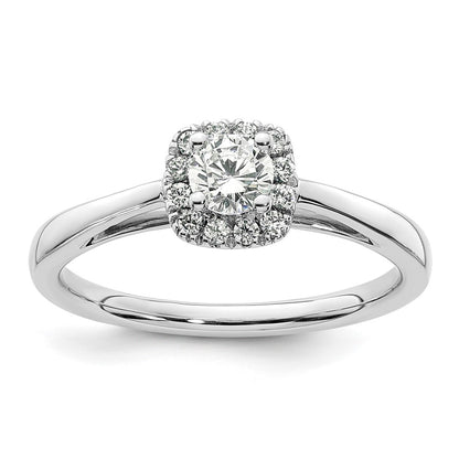 14kWhite Gold Round Halo Simulated Diamond Engagement Ring