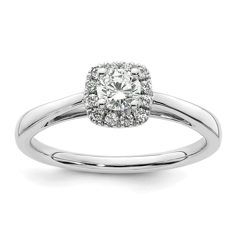 14kWhite Gold Round Halo Simulated Diamond Engagement Ring