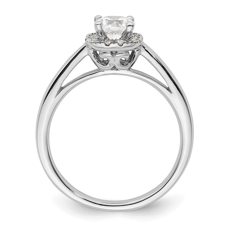 14k White Gold Round Halo Simulated Diamond Engagement Ring