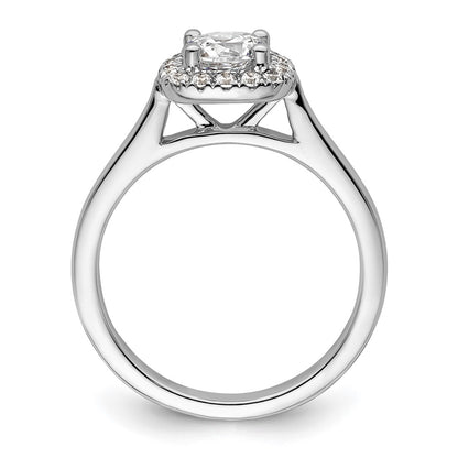 14k White Gold Round Halo Simulated Diamond Engagement Ring