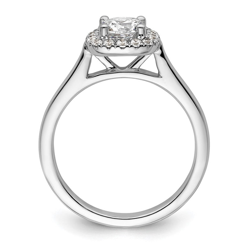 14k White Gold Round Halo Simulated Diamond Engagement Ring