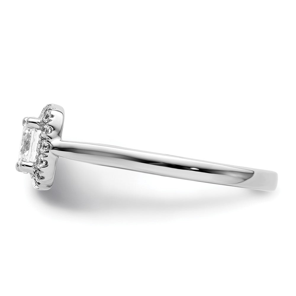 14k White Gold Round Halo Simulated Diamond Engagement Ring