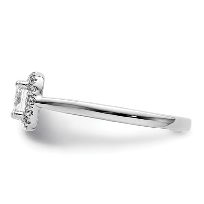 14k White Gold Round Halo Simulated Diamond Engagement Ring
