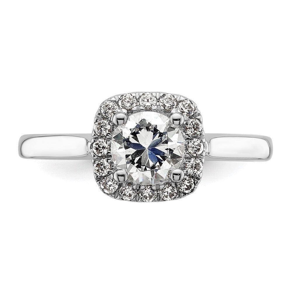 14k White Gold Round Halo Simulated Diamond Engagement Ring