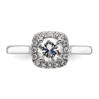 14k White Gold Round Halo Simulated Diamond Engagement Ring