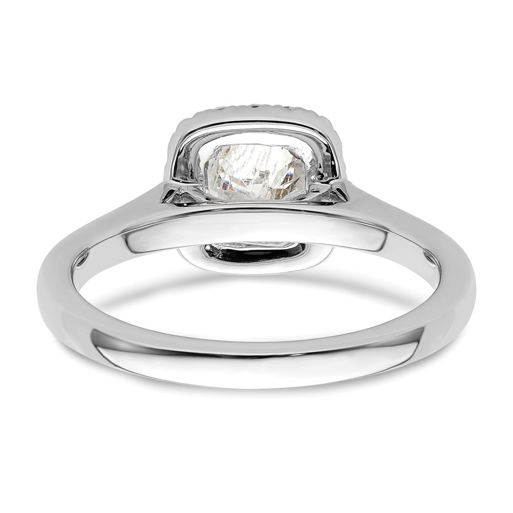 14k White Gold Round Halo Simulated Diamond Engagement Ring