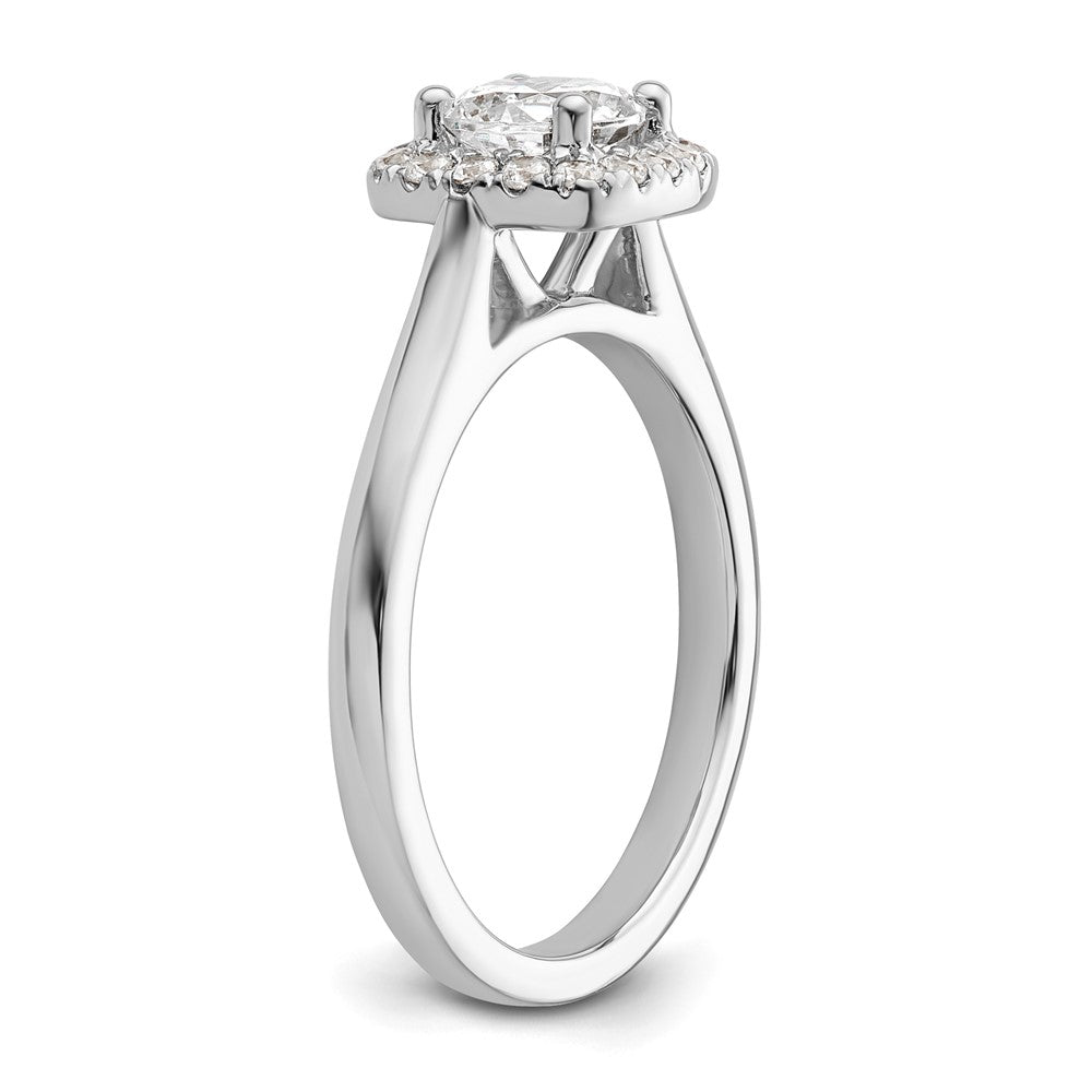 14k White Gold Round Halo Simulated Diamond Engagement Ring