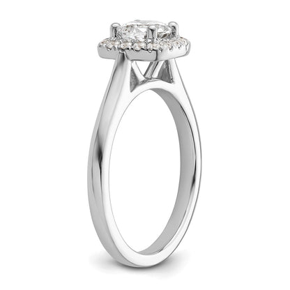 14k White Gold Round Halo Simulated Diamond Engagement Ring