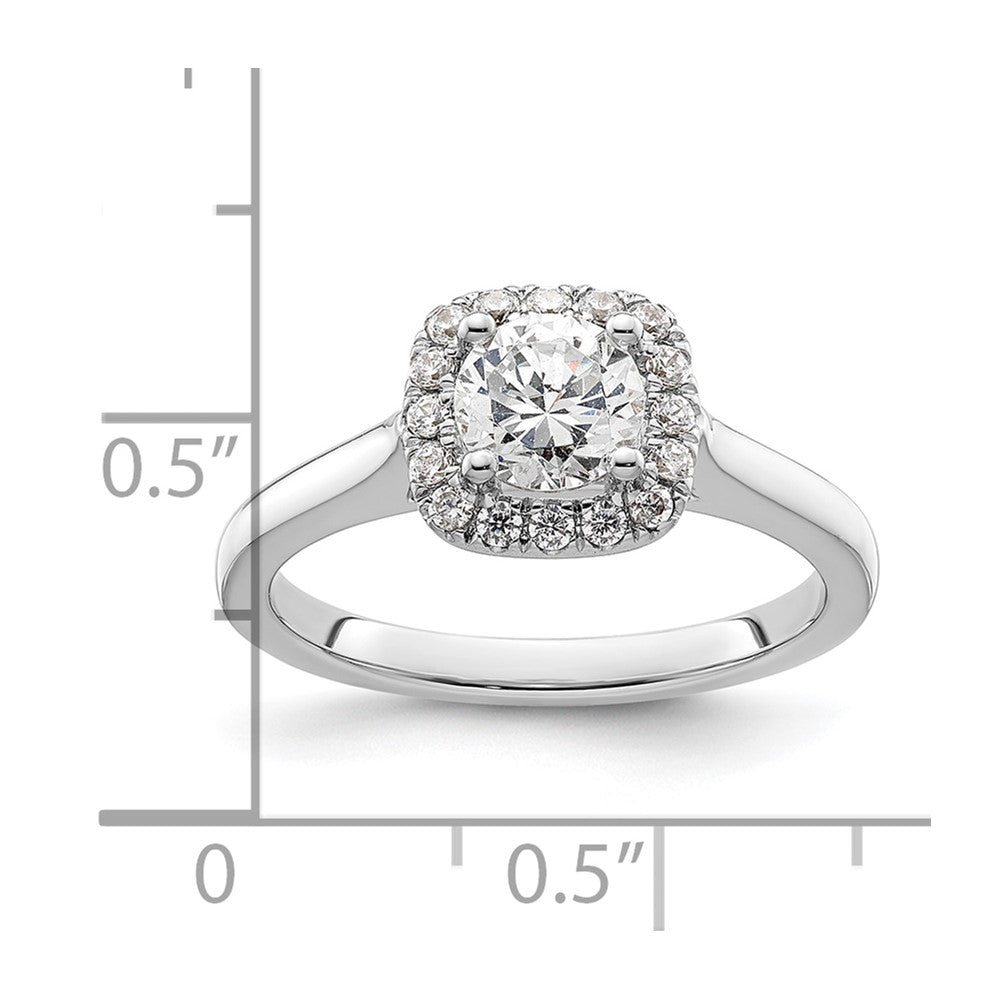 14k White Gold Round Halo Simulated Diamond Engagement Ring