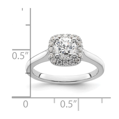 14k White Gold Round Halo Simulated Diamond Engagement Ring