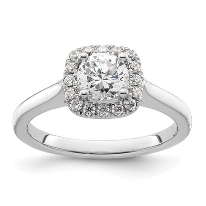 14k White Gold Round Halo Simulated Diamond Engagement Ring