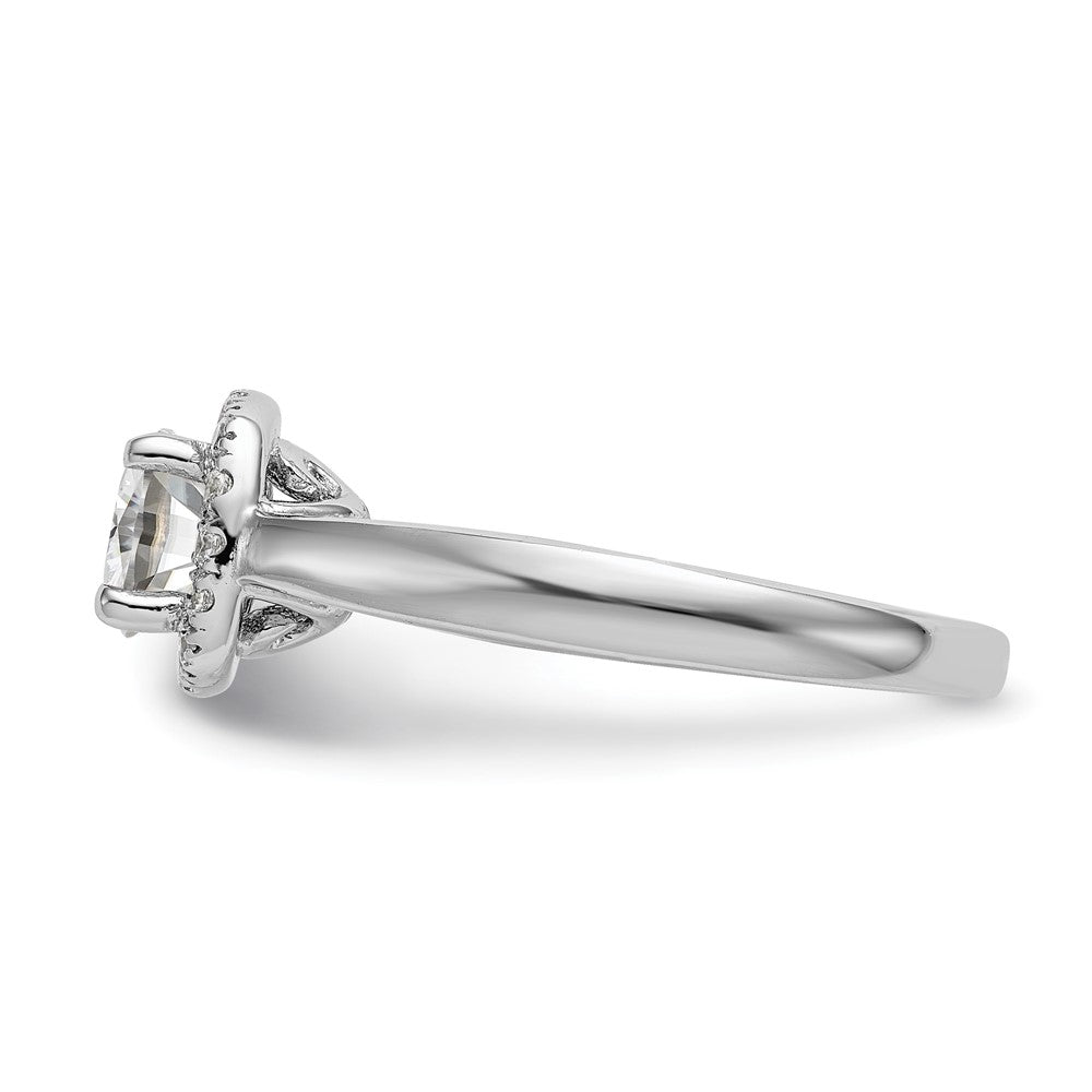 14k White Gold Round Halo Simulated Diamond Engagement Ring