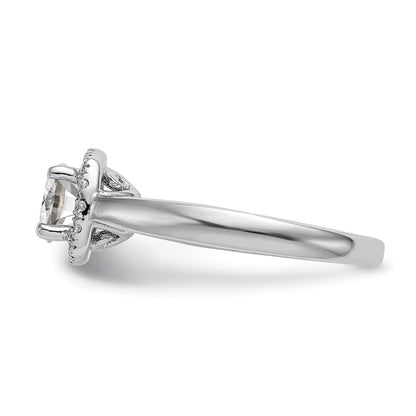 14k White Gold Round Halo Simulated Diamond Engagement Ring