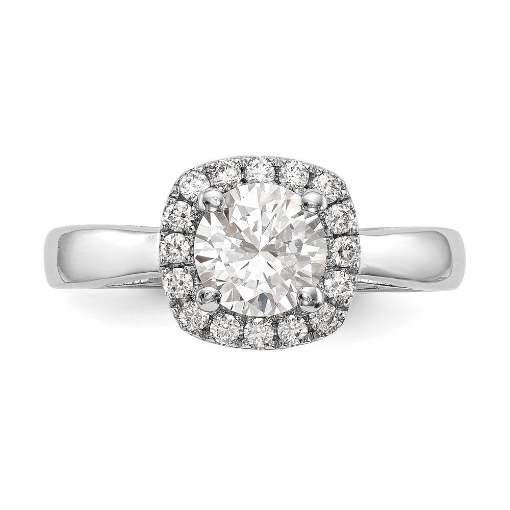 14k White Gold Round Halo Simulated Diamond Engagement Ring