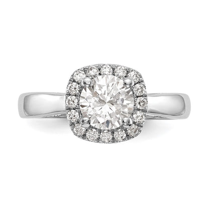 14k White Gold Round Halo Simulated Diamond Engagement Ring