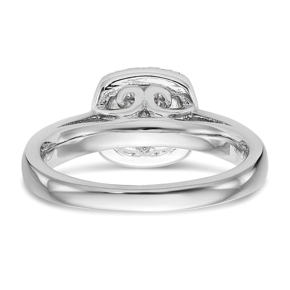 14k White Gold Round Halo Simulated Diamond Engagement Ring