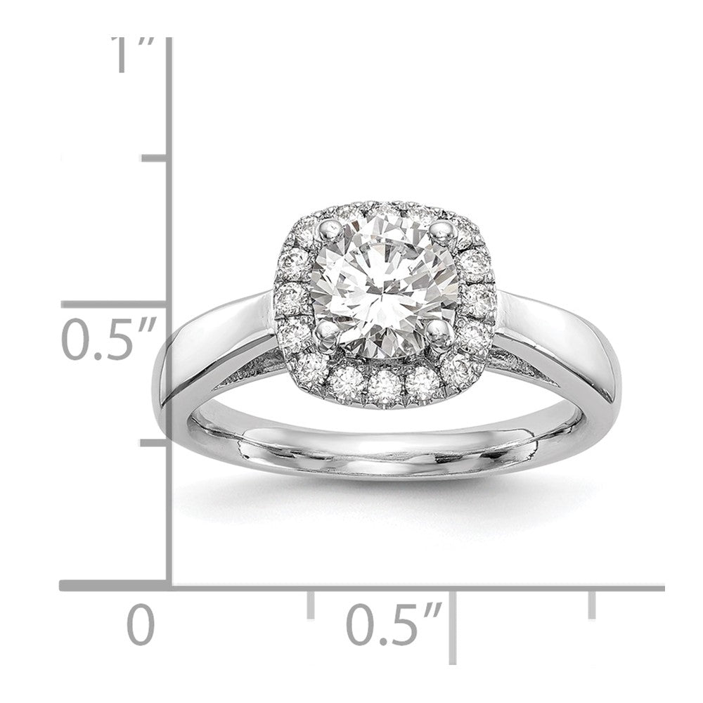 14k White Gold Round Halo Simulated Diamond Engagement Ring