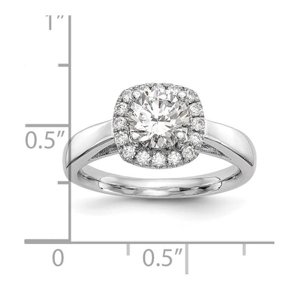 14k White Gold Round Halo Simulated Diamond Engagement Ring
