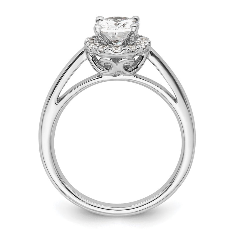 14k White Gold Oval Halo Simulated Diamond Engagement Ring