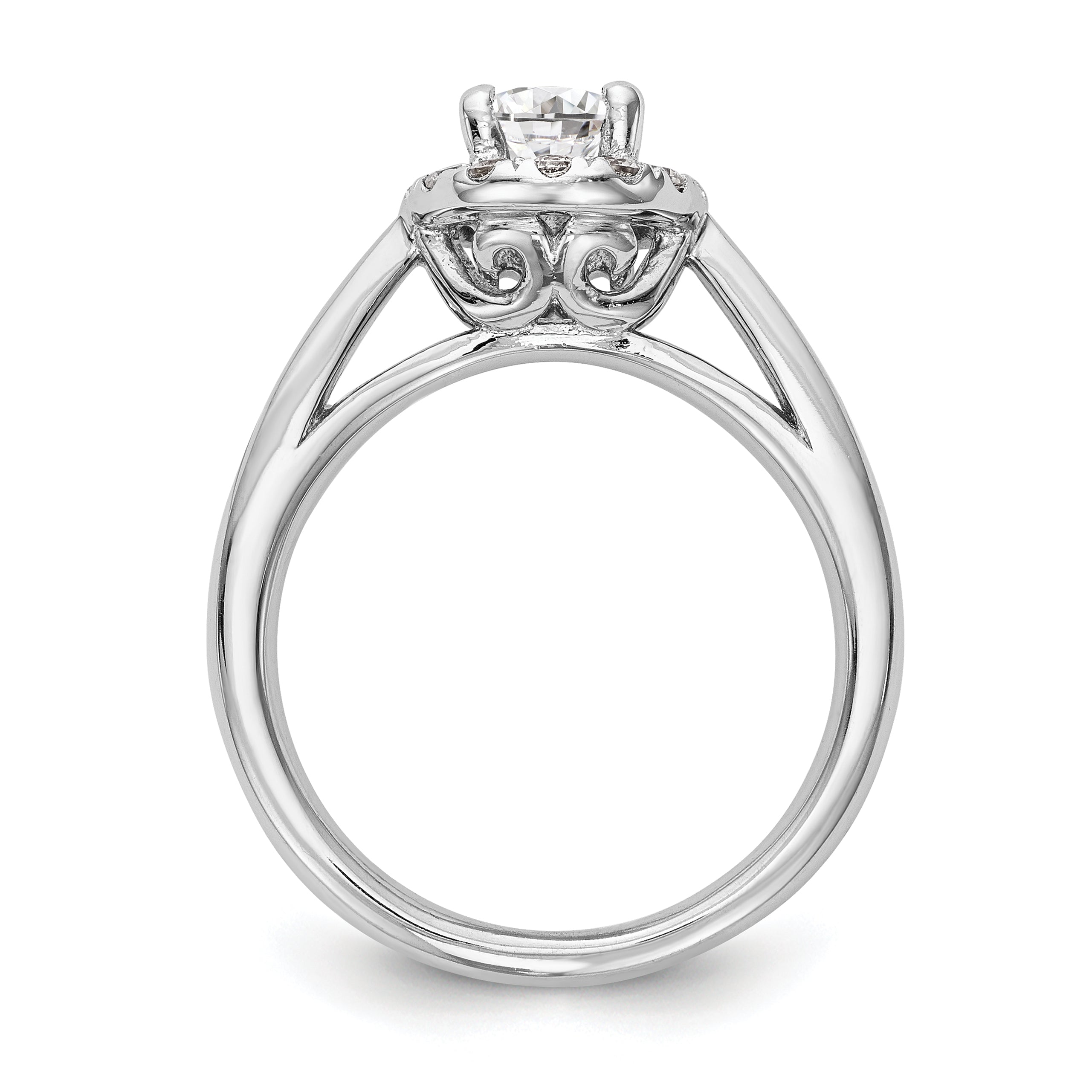 14k White Gold Oval Halo Simulated Diamond Engagement Ring