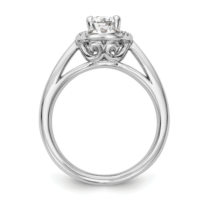 14k White Gold Oval Halo Simulated Diamond Engagement Ring