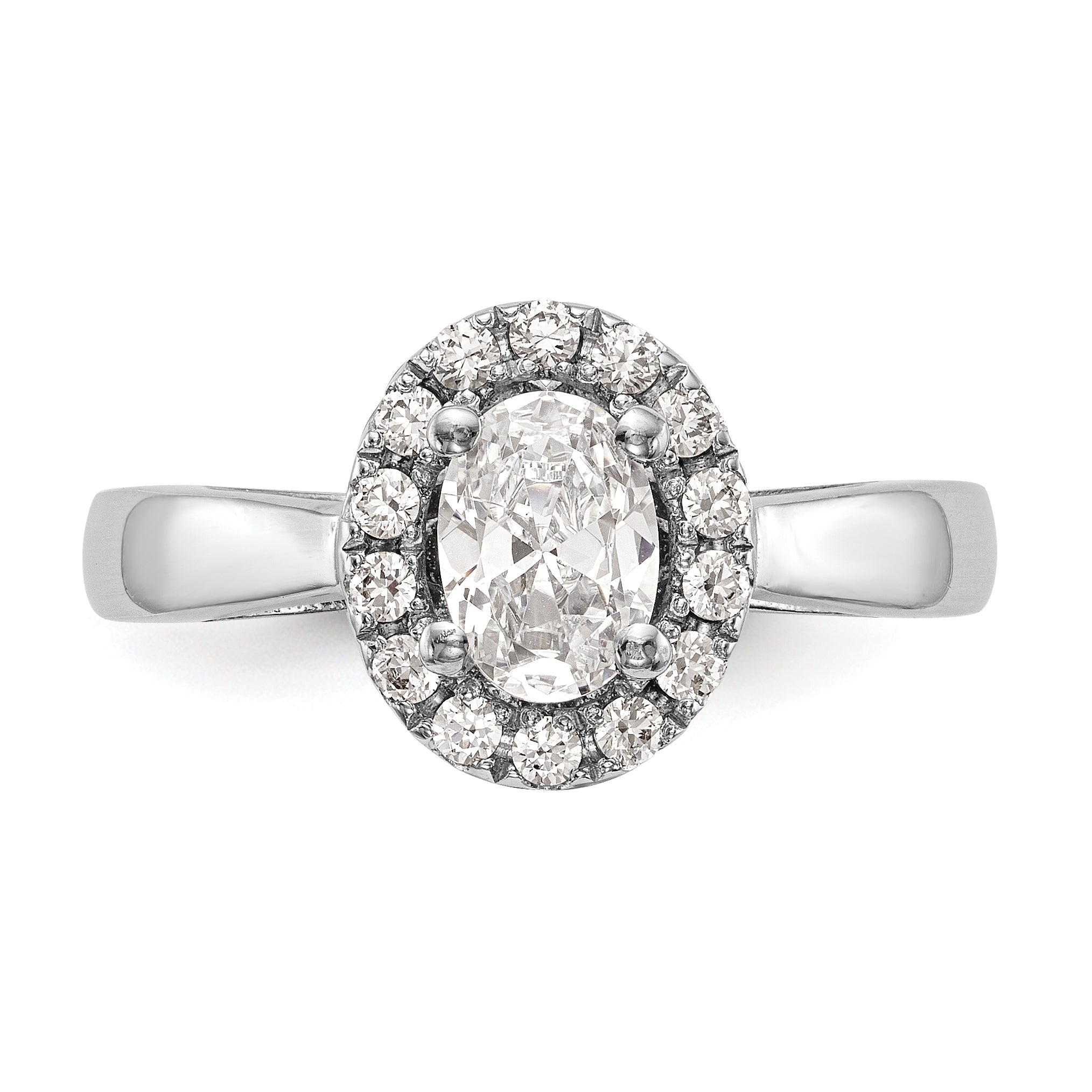 14k White Gold Oval Halo Simulated Diamond Engagement Ring