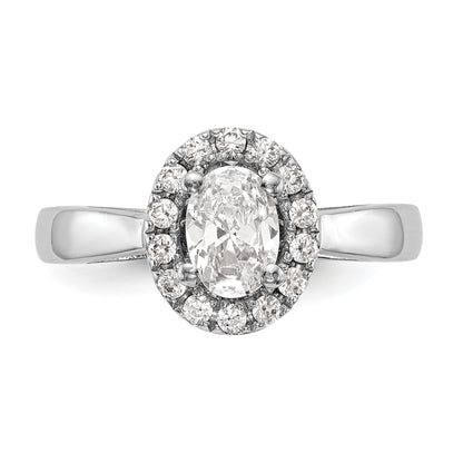 14k White Gold Oval Halo Simulated Diamond Engagement Ring