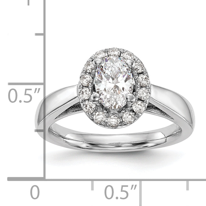 14k White Gold Oval Halo Simulated Diamond Engagement Ring