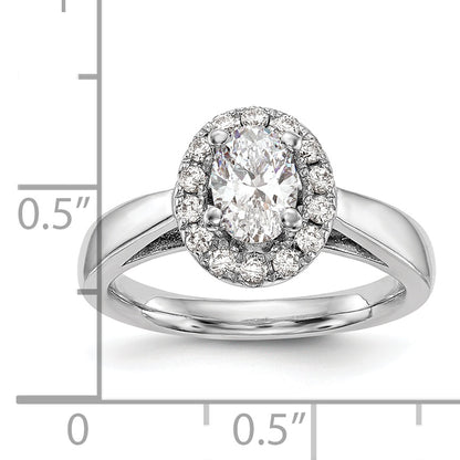 14k White Gold Oval Halo Simulated Diamond Engagement Ring