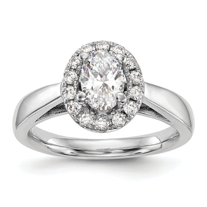 14k White Gold Oval Halo Simulated Diamond Engagement Ring