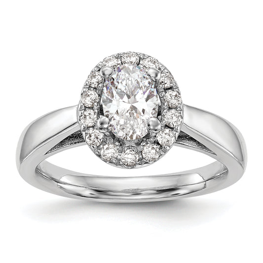 14k White Gold Oval Halo Simulated Diamond Engagement Ring