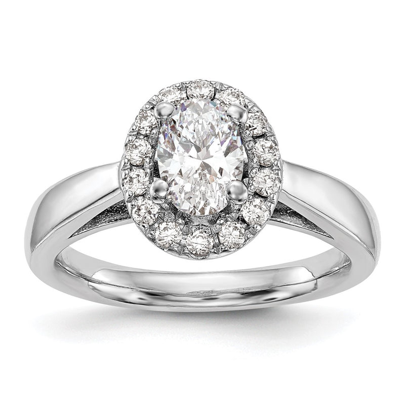 14k White Gold Oval Halo Simulated Diamond Engagement Ring