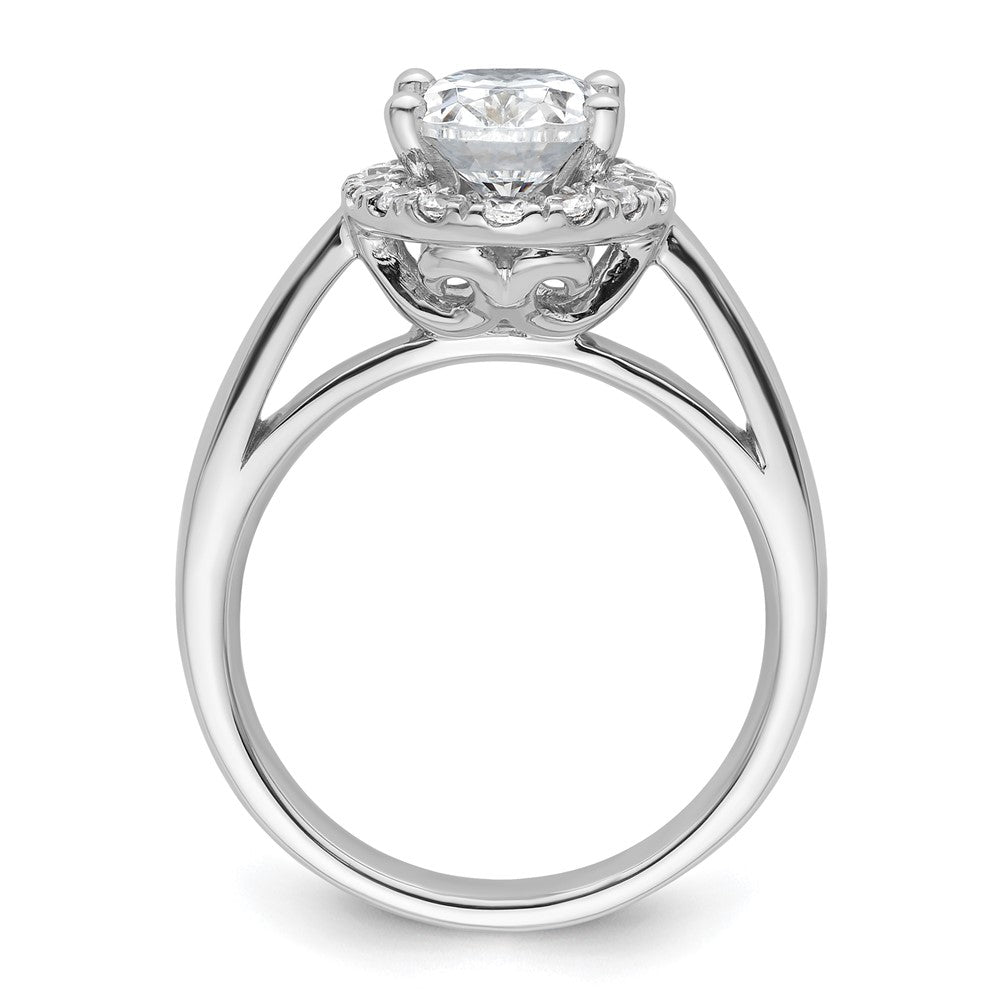 14k White Gold Oval Halo Simulated Diamond Engagement Ring