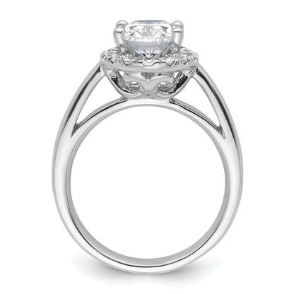 14k White Gold Oval Halo Simulated Diamond Engagement Ring