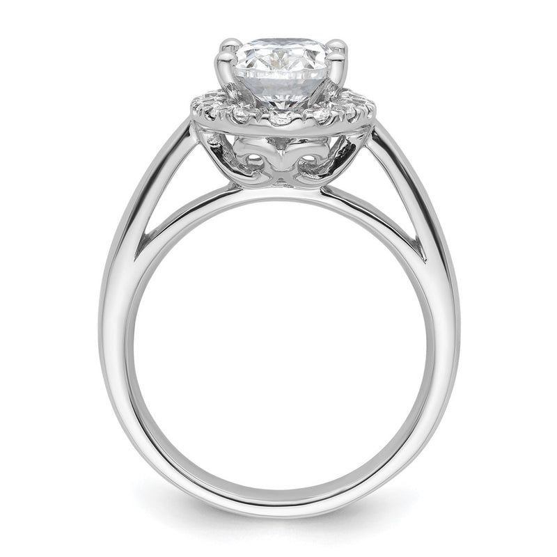 14k White Gold Oval Halo Simulated Diamond Engagement Ring