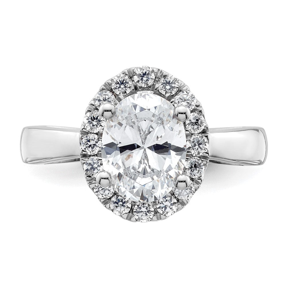 14k White Gold Oval Halo Simulated Diamond Engagement Ring
