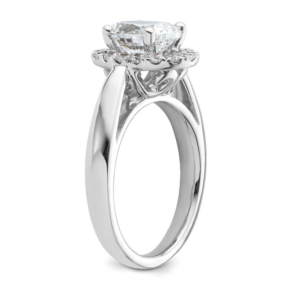 14k White Gold Oval Halo Simulated Diamond Engagement Ring
