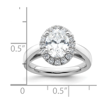 14k White Gold Oval Halo Simulated Diamond Engagement Ring