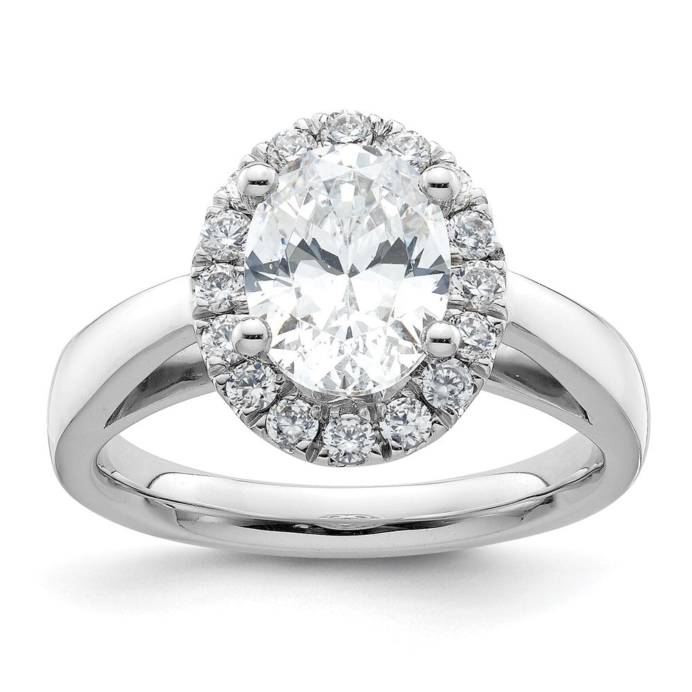 14k White Gold Oval Halo Simulated Diamond Engagement Ring
